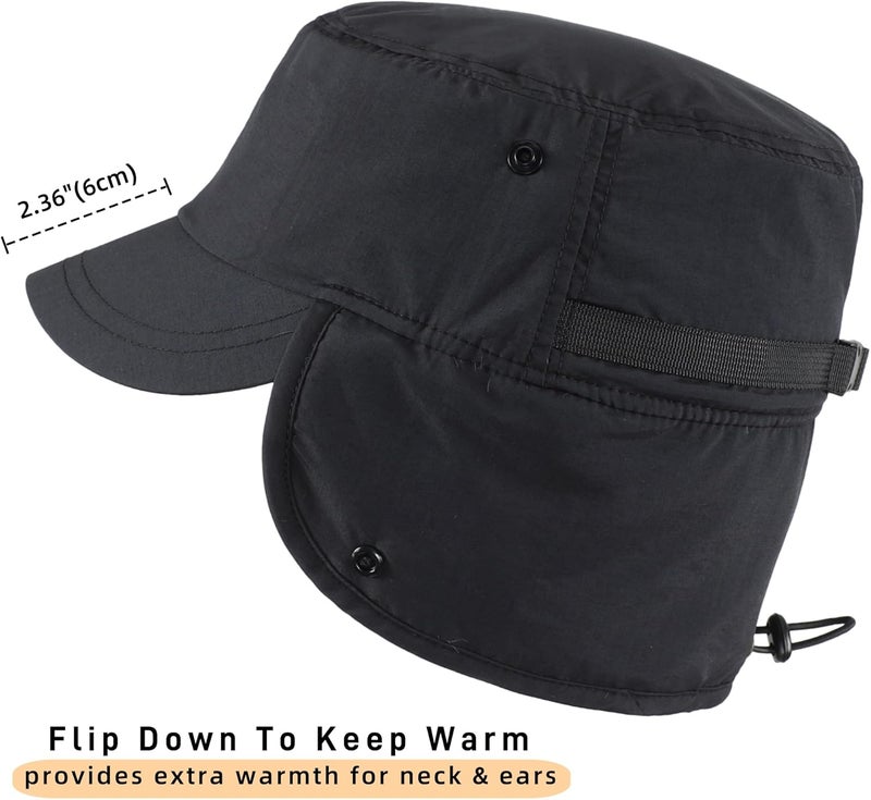 Connectyle Men's Winter Hat with Visor Warm Earflaps Hat Fully Lined Faux Fur Baseball Cap Trapper Hunting Hats - Image 3